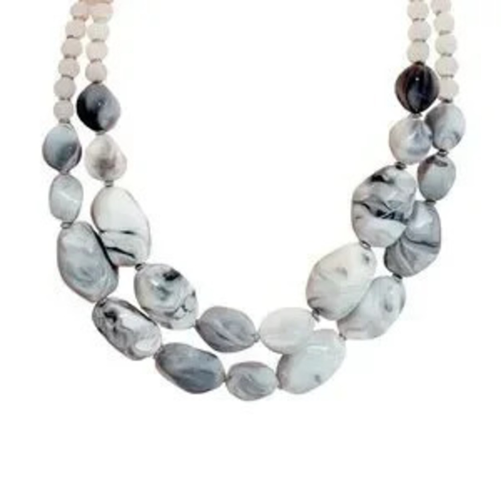 Swirl Necklace Gray and White Beards